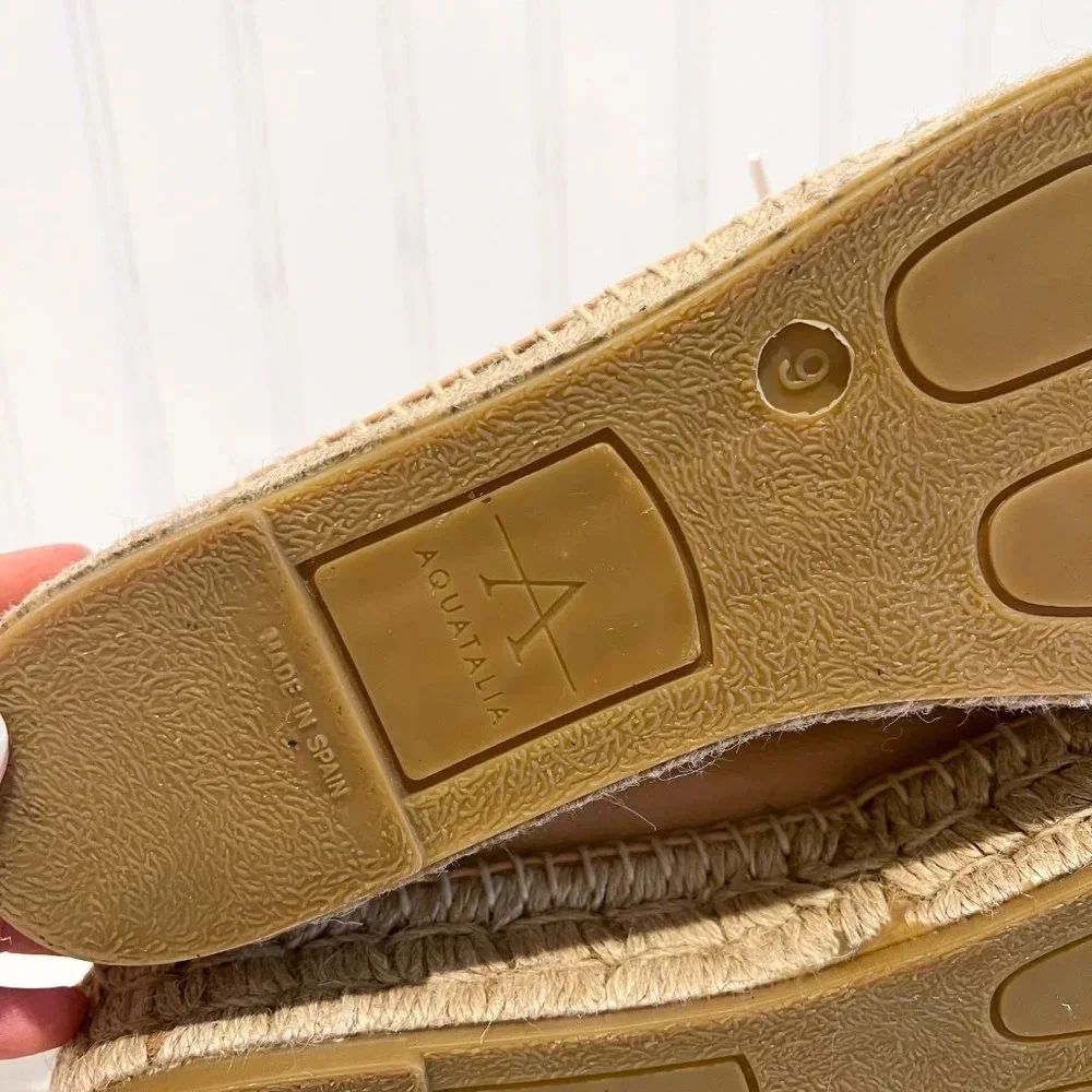 Aquatalia Cream Leather Lace Up Resortwear Beach Designer Casual Espadrilles 9
